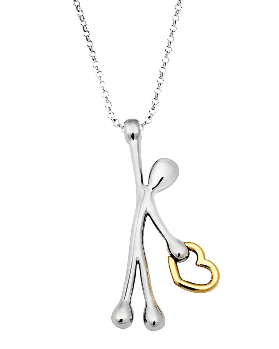  Pensieri Felici Silver necklace with gold and silver pendant 'a heart to give' GS3001K