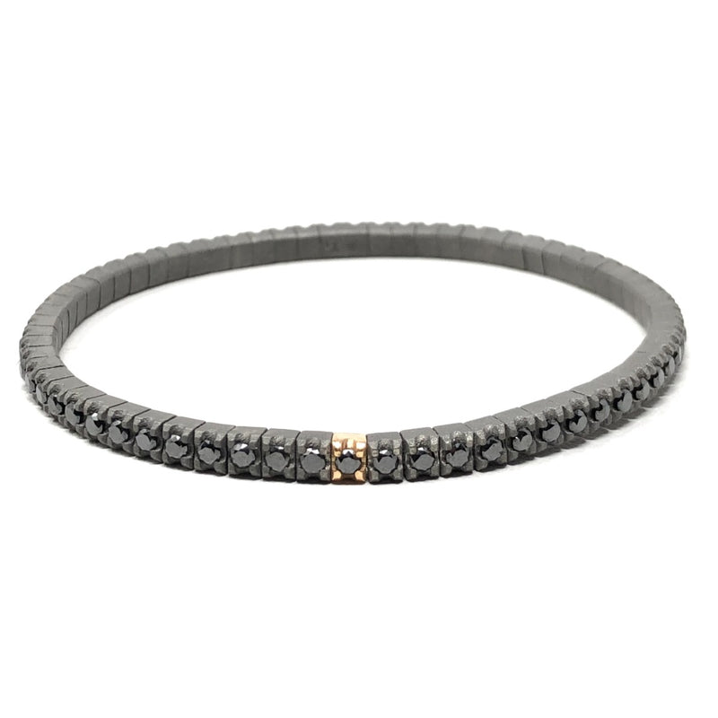  Mano Jewels Elastic Tennis Bracelet in 18kt Rose Gold Titanium and Black Diamonds