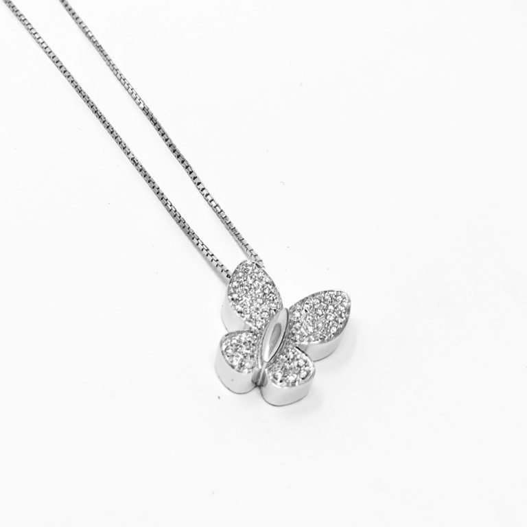 Butterfly necklace with 0.45 ct diamonds