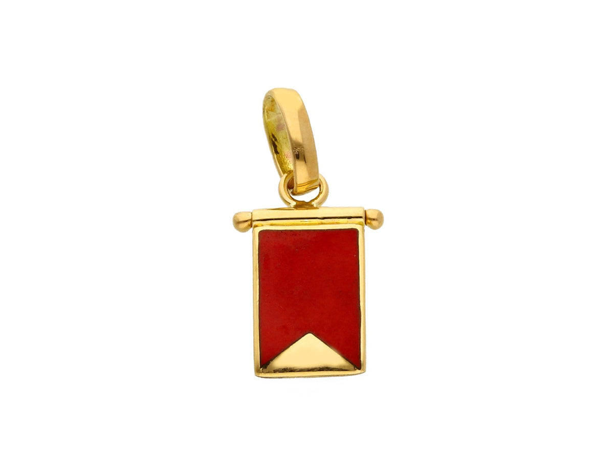 Nautical Flag Pendant in 18kt Yellow Gold and Enamel Letter B