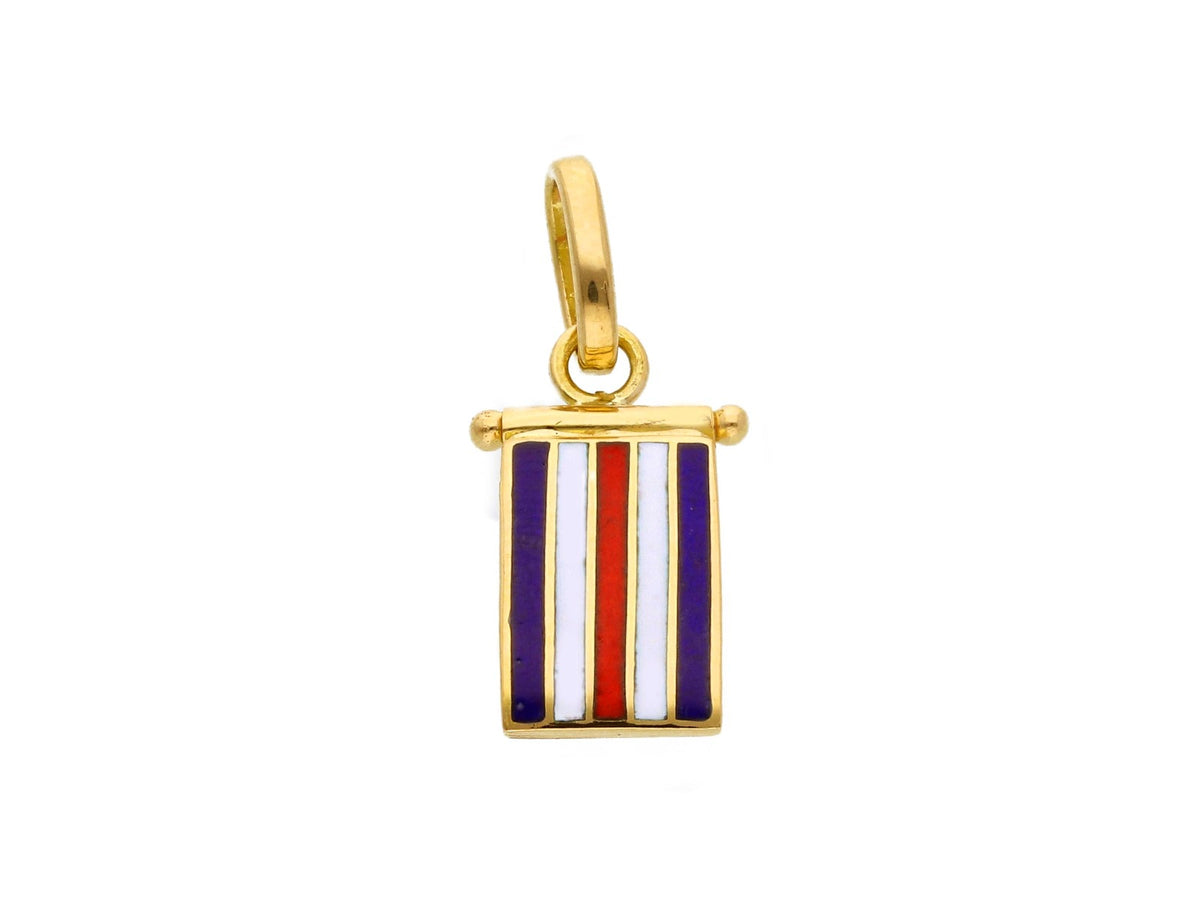 Nautical Flag Pendant in 18kt Yellow Gold and Enamel Letter C