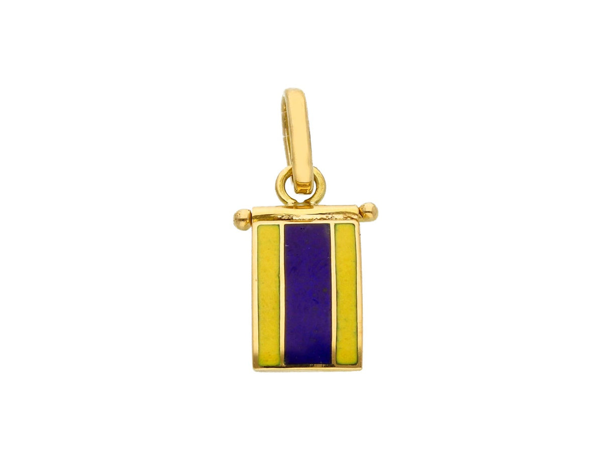 Nautical Flag Pendant in 18kt Yellow Gold and Enamel Letter D