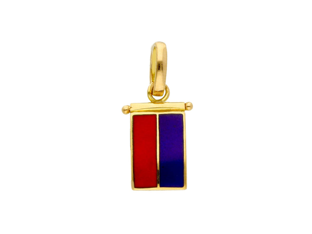 Nautical Flag Pendant in 18kt Yellow Gold and Enamel Letter E