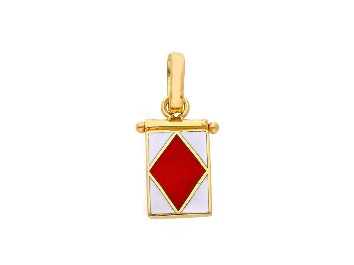 Nautical Flag Pendant in 18kt Yellow Gold and Enamel Letter F