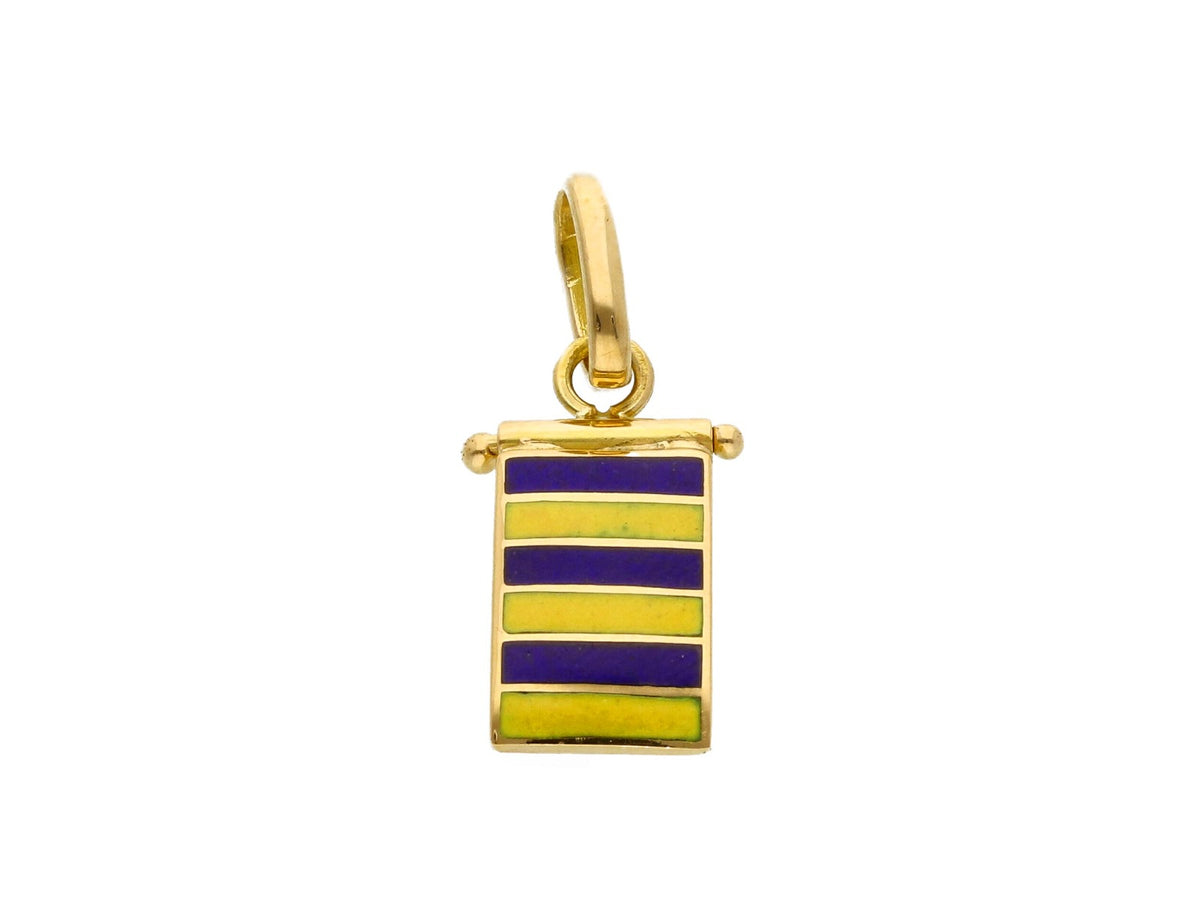 Nautical Flag Pendant in 18kt Yellow Gold and Enamel Letter G