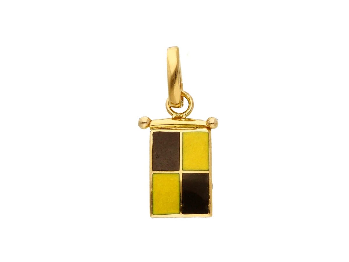 Nautical Flag Pendant in 18kt Yellow Gold and Enamel Letter L