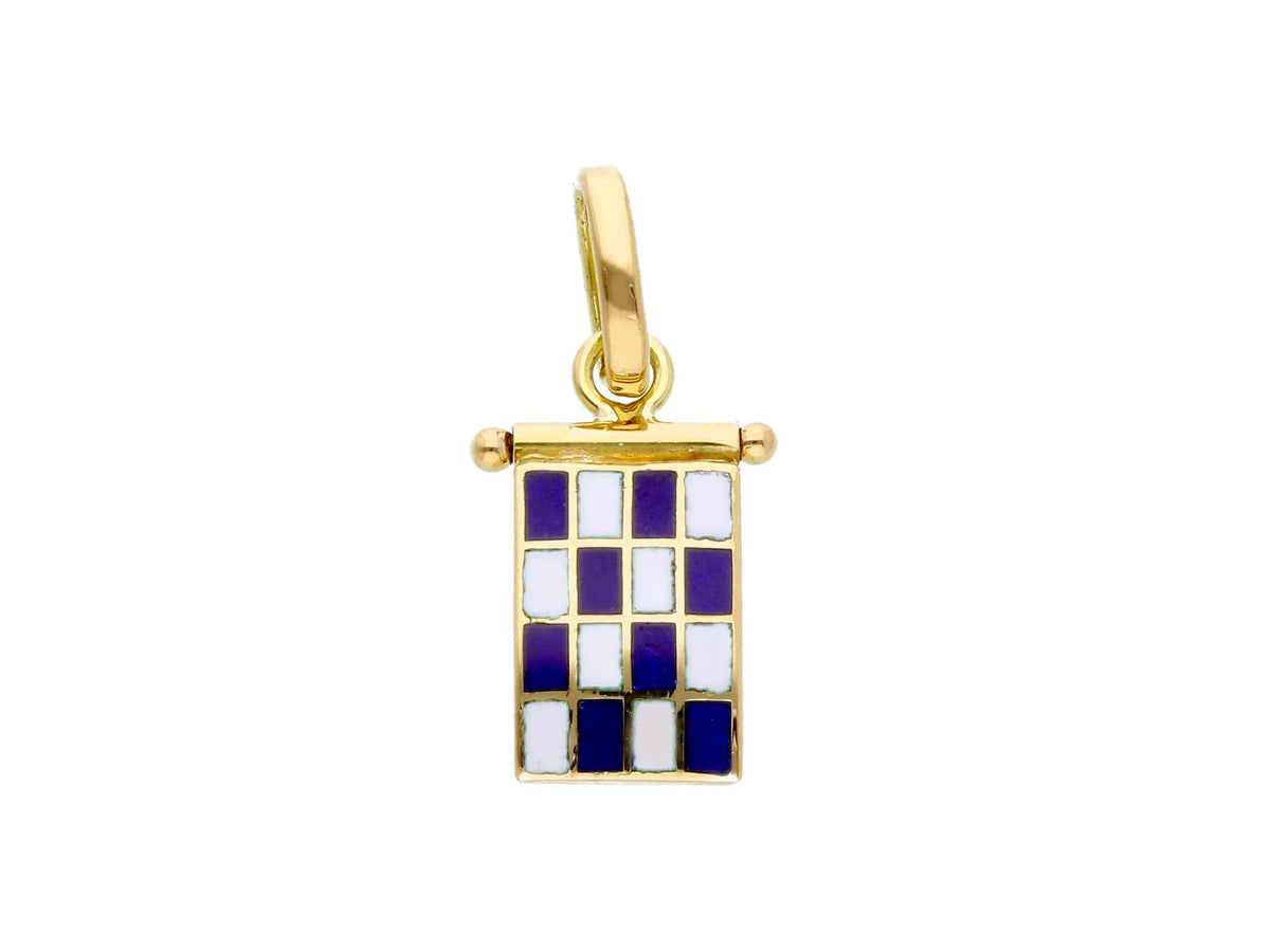 Nautical Flag Pendant in 18kt Yellow Gold and Enamel Letter N