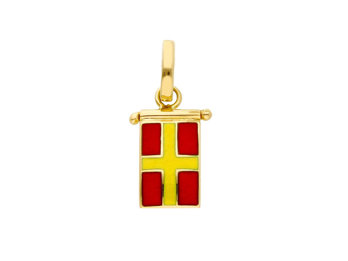 Nautical Flag Pendant in 18kt Yellow Gold and Enamel Letter R