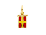 Nautical Flag Pendant in 18kt Yellow Gold and Enamel Letter R