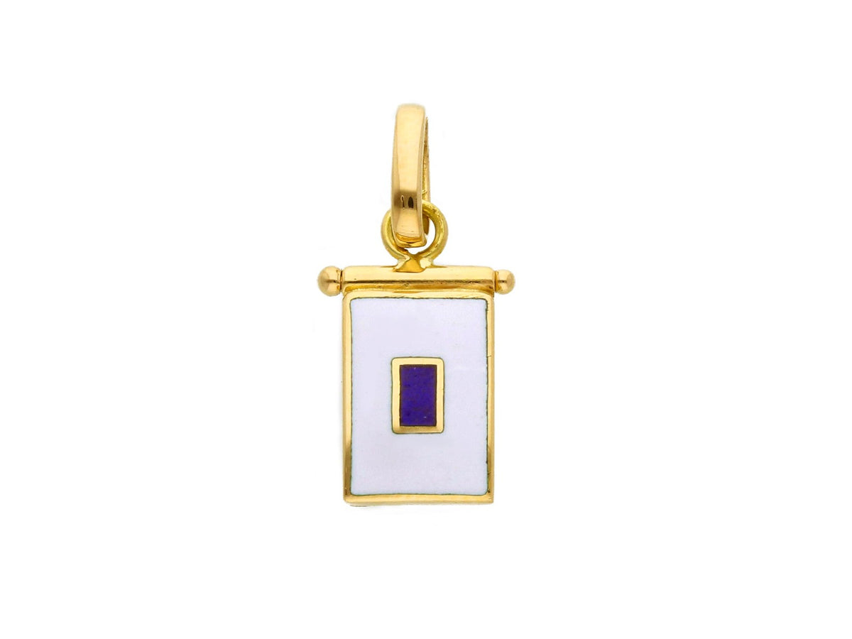 Nautical Flag Pendant in 18kt Yellow Gold and Enamel Letter S