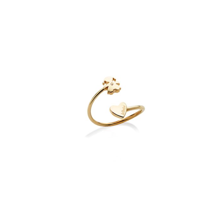  Le Bebè Les Petites Girl and Heart Ring in Yellow Gold and Diamond LBB703-C