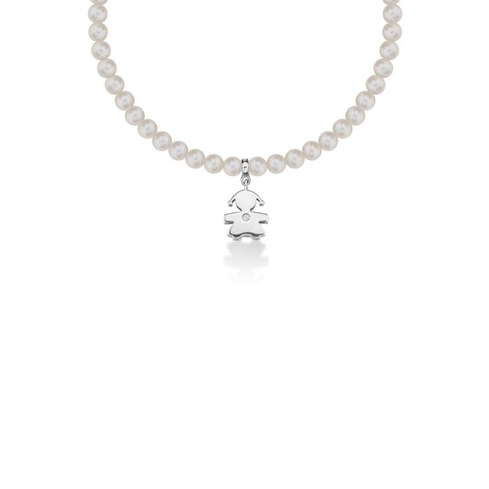 Le Bebè Le Perle Bracciale Bimba Oro Bianco Perle e Diamante LBB803