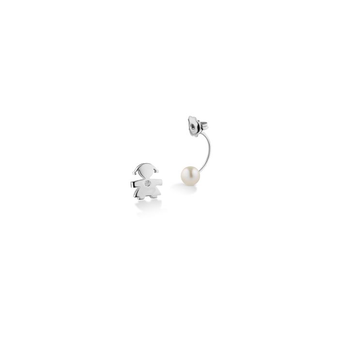  Le Bebè Le Perle Mono Earring for Girls in White Gold, Pearl and Diamond LBB811