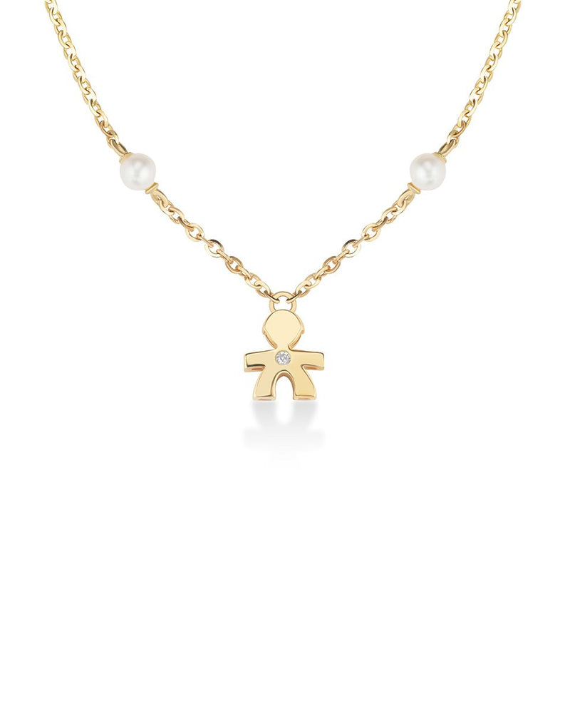  Le Bebè Le Perle Baby Necklace Yellow Gold Pearls and Diamond LBB830