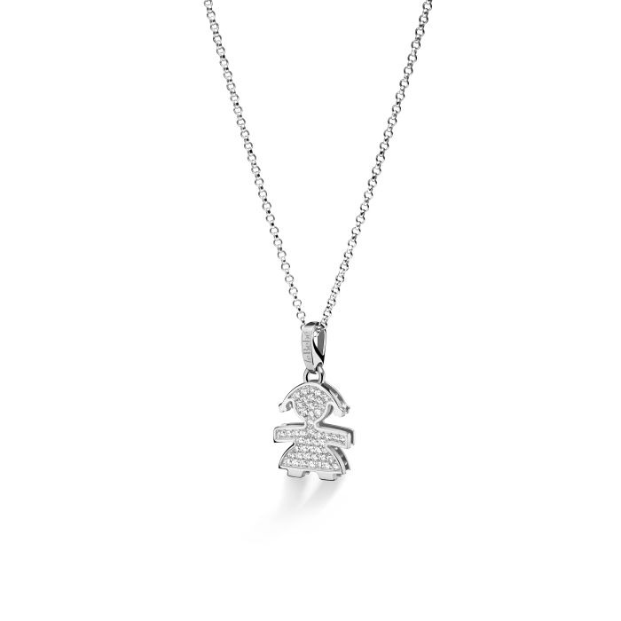  Le Bebè I Pavè Small Girl's Pendant in White Gold and Diamonds LBB152