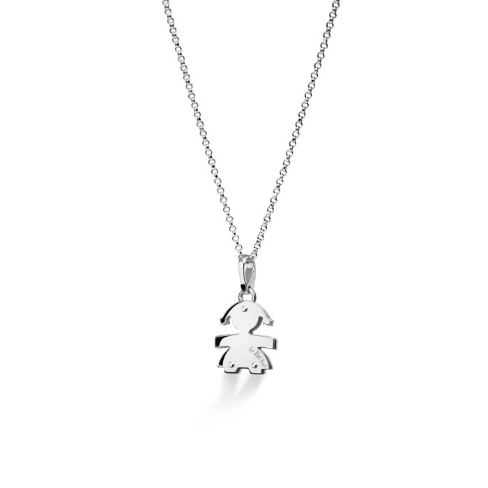  Le Bebè I Pavè Small Girl's Pendant in White Gold and Diamonds LBB152