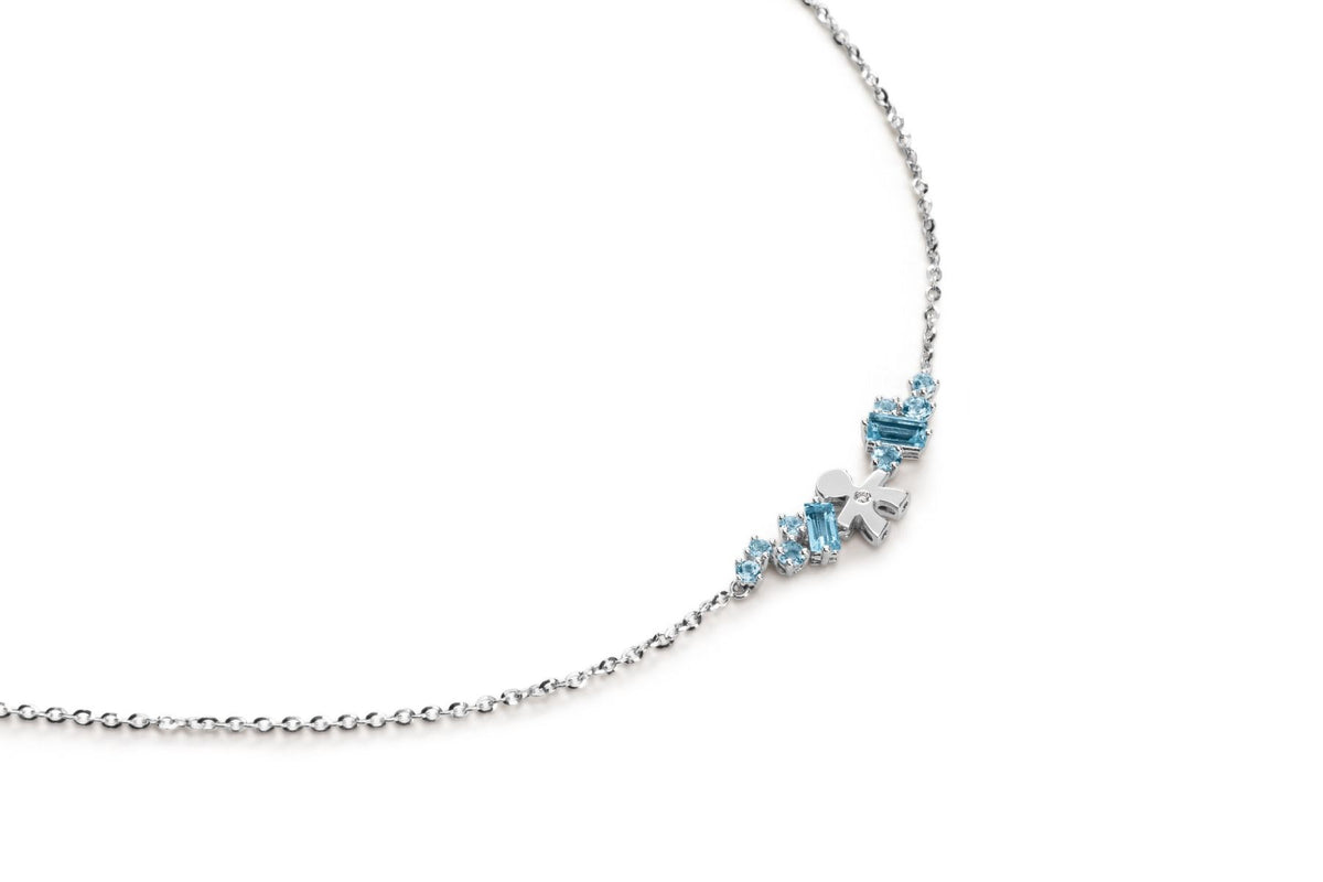  Le Bebè Les Bonbons White Gold Baby Necklace Topaz, Aquamarine and Diamond LBB854