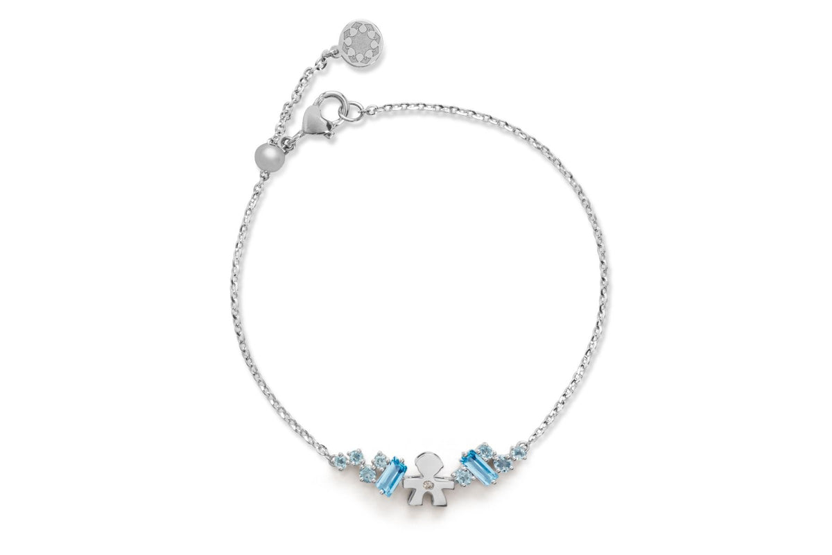 Le Bebè Les Bonbons Bracciale Bimbo Oro Bianco Topazi, Acquamarine e Diamante LBB856