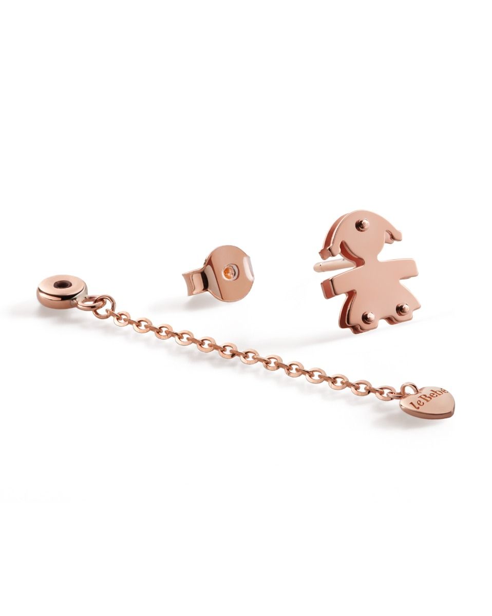 Le Bebè I Mini Orecchini Bimba e Cuore Oro Rosa LBB535
