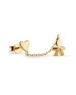  Le Bebè Les Petites Mono Baby and Heart Earring in Yellow Gold and Diamond LBB712