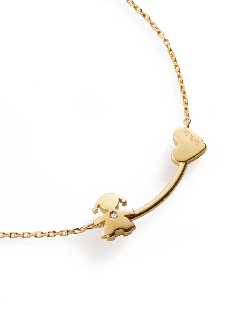 Le Bebè Les Petites Collana Bimba e Cuore Oro Giallo e Diamante LBB731