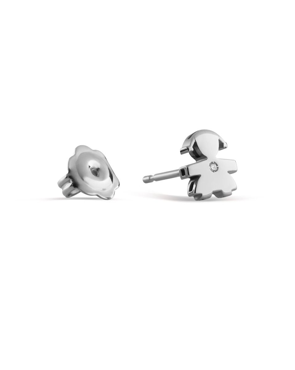 Le Bebè Mono Orecchino Bimba Oro Bianco e Diamante LBB815