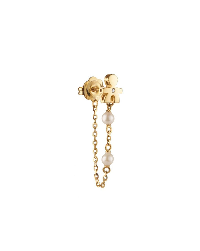  Le Bebè Le Perle Baby Single Earring Gold and Pearls with Diamond LBB838