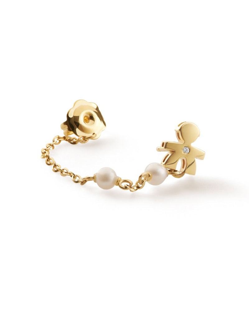 Le Bebè Le Perle Mono Orecchino Bimbo Oro e Perle con Diamante LBB838