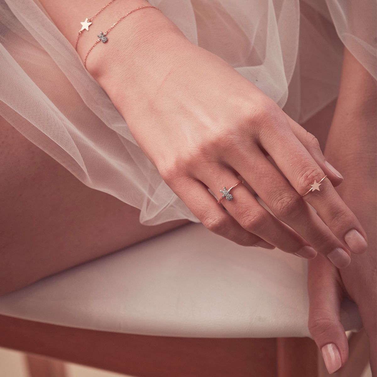 Maman et Sophie Bracciale oro rosa 18kt stella BPAUM3