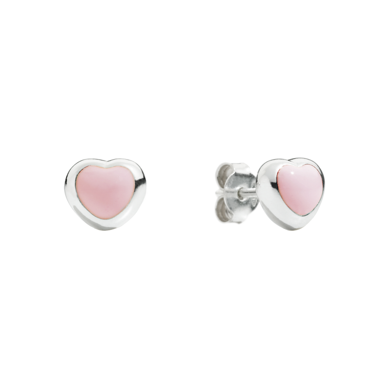  Queriot Pink Enamel Heart Earrings