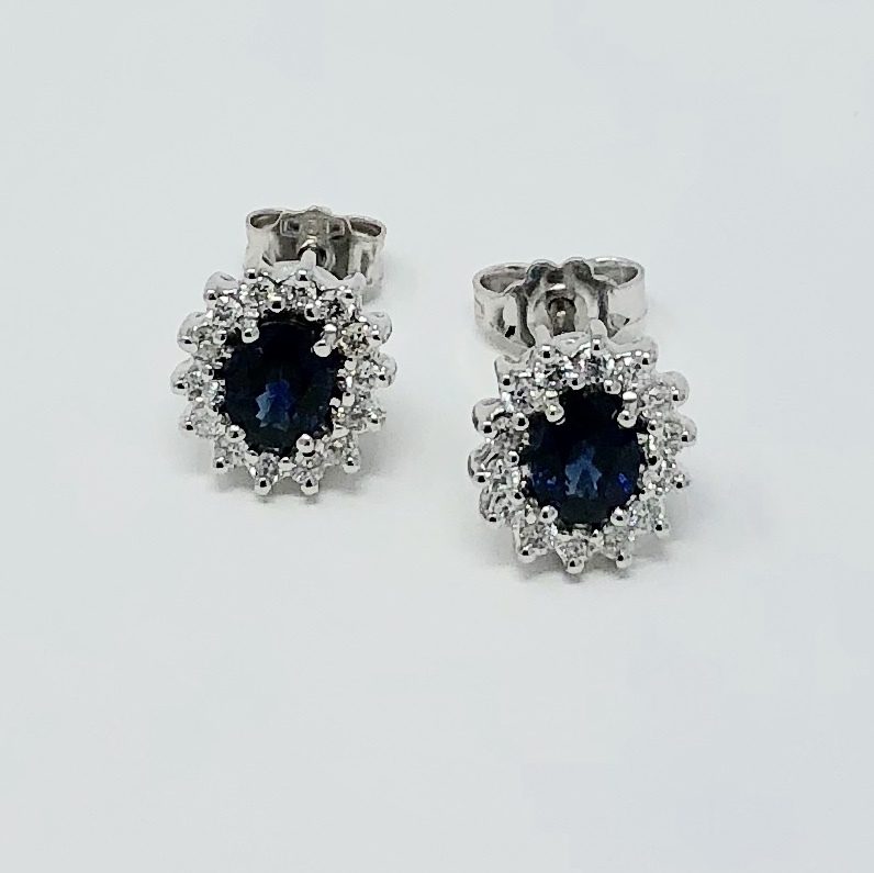  Maiocchi Milano White Gold Earrings with Diamonds and Sapphires 1.06 ct