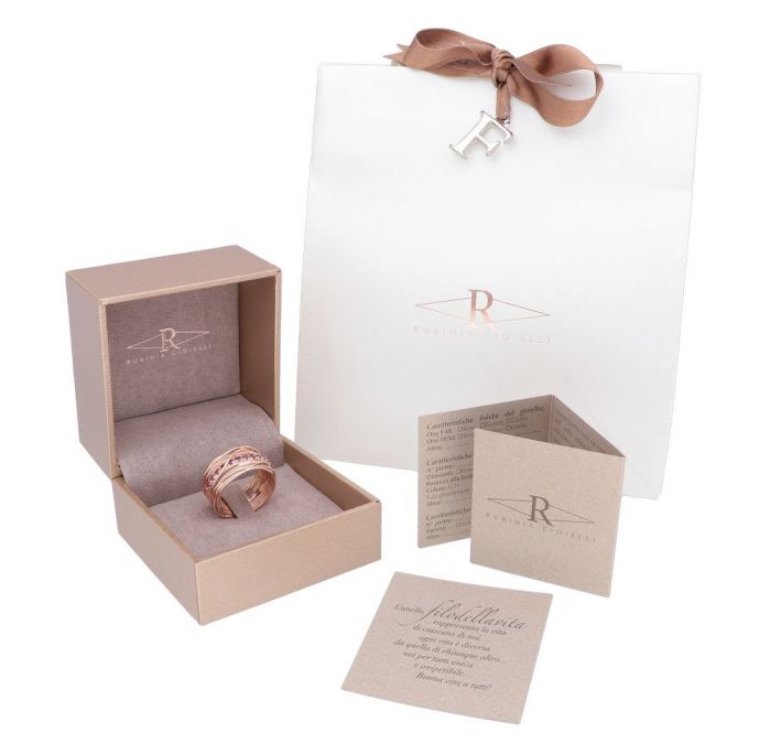 FILODELLAVITA CLASSIC, 13 FILI IN ORO ROSA 9KT, ARGENTO 925 E DIAMANTI BIANCHI