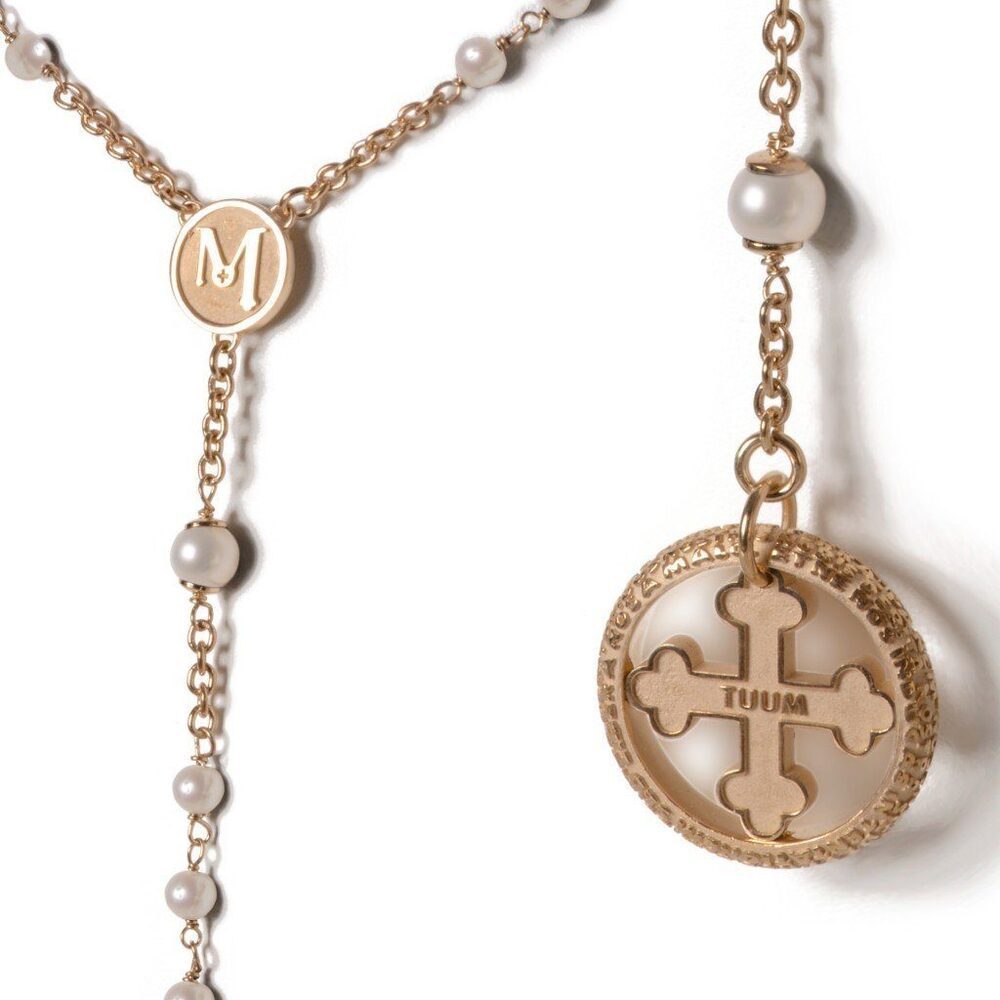 Tuum Rosary With Pearls and T-Gold Silver