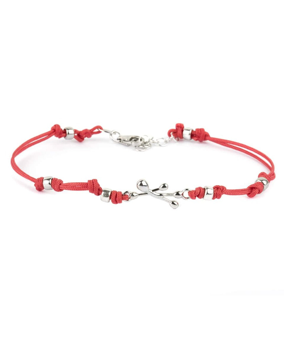  Pensieri Felici Bracelet with little man in silver and red nautical cord GS1055R