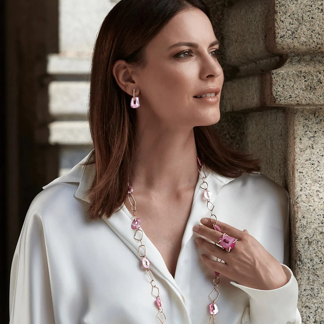 Mattioli Small Puzzle Earrings in Yellow Gold and Mother of Pearl