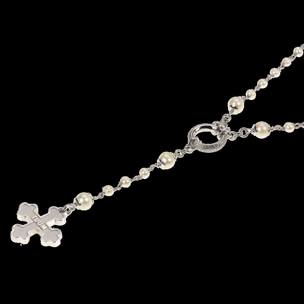 Tuum Rosary Flore Silver and Pearls