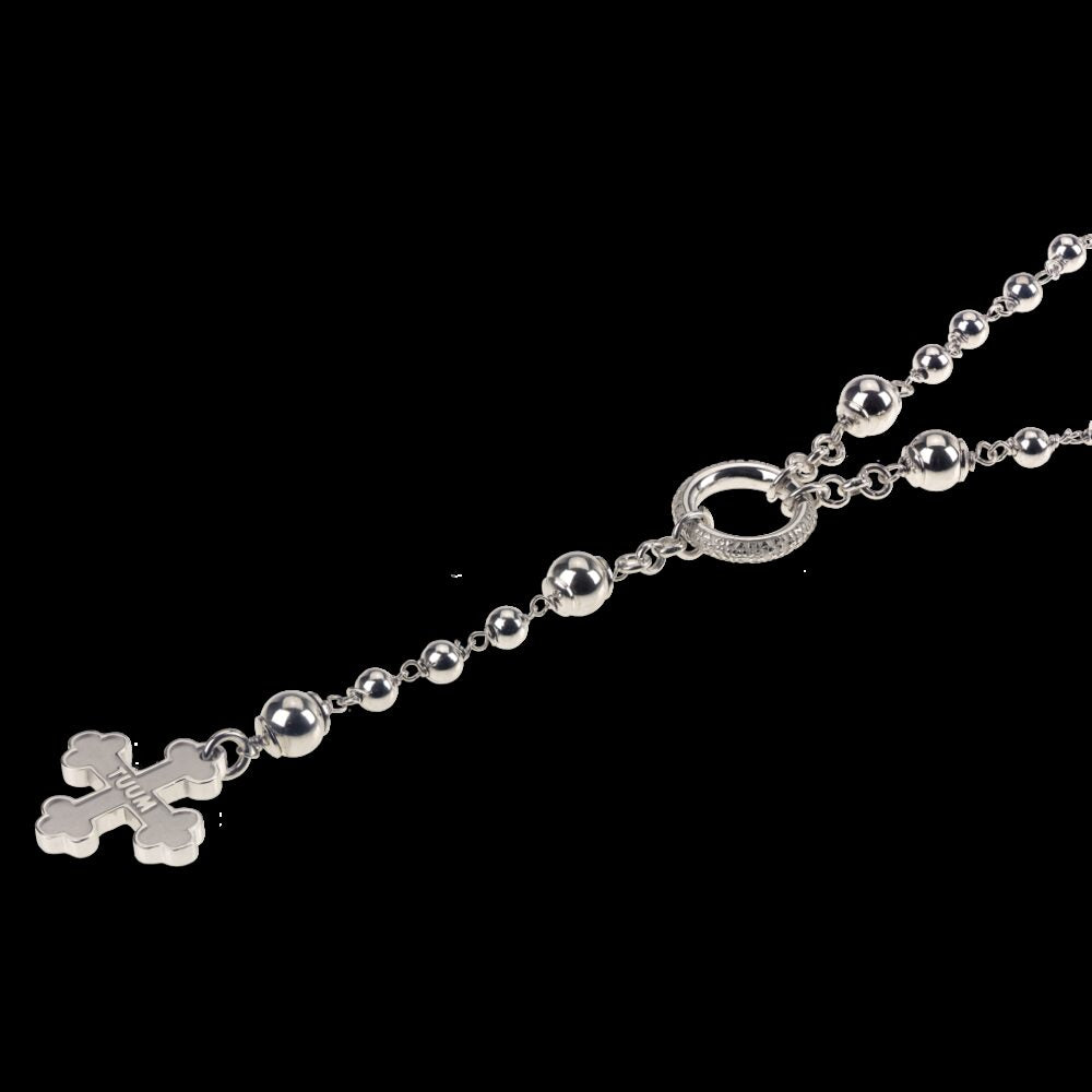 Tuum Flore Rosary Rhodium Plated Silver