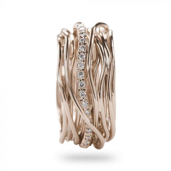 FILODELLAVITA CLASSIC, 13 FILI IN ORO ROSA 9KT E DIAMANTI BIANCHI