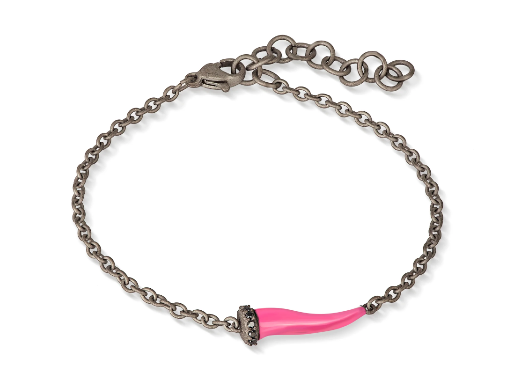 Mano Jewels Bracciale in titanio con cornetto rosa
