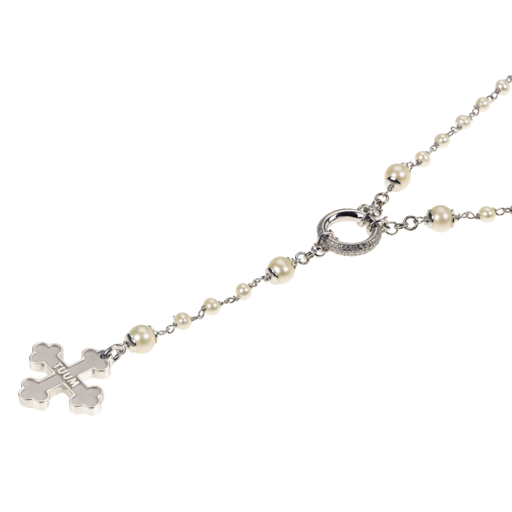 Tuum Rosary Flore Silver and Pearls