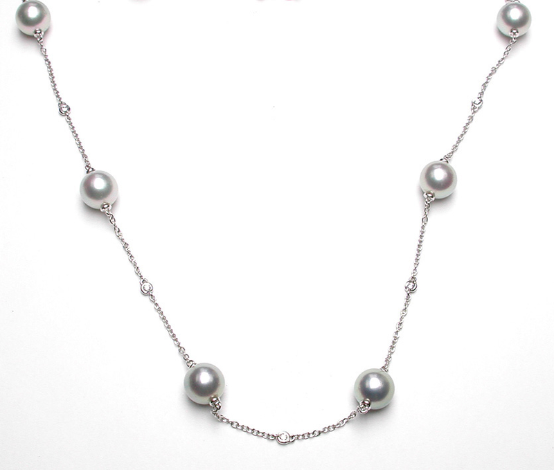  Salvini Charleston Necklace in White Gold with Diamonds and Pearls