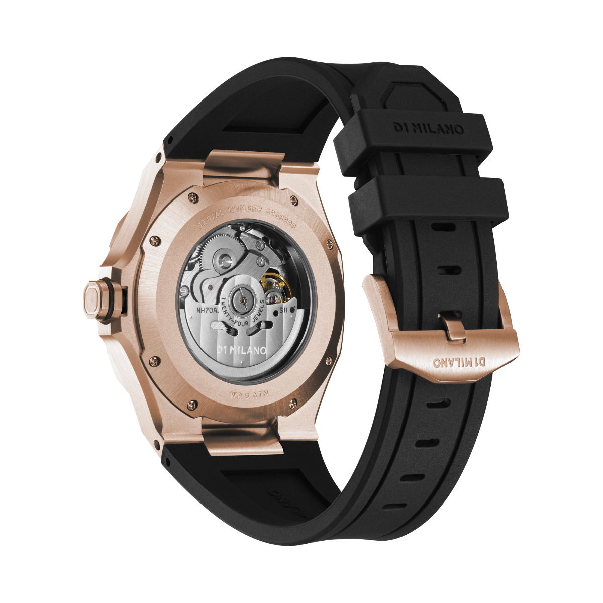 D1 Milano Skeleton Rubber Rose Gold D1-SKRJ12