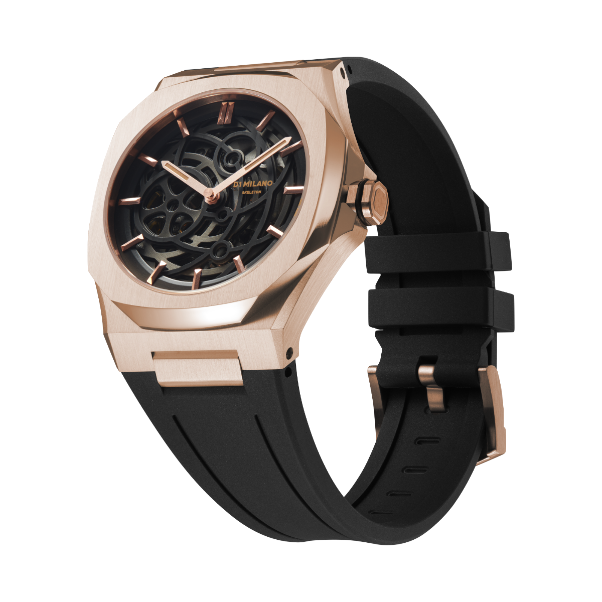 D1 Milano Skeleton Rubber Rose Gold D1-SKRJ12