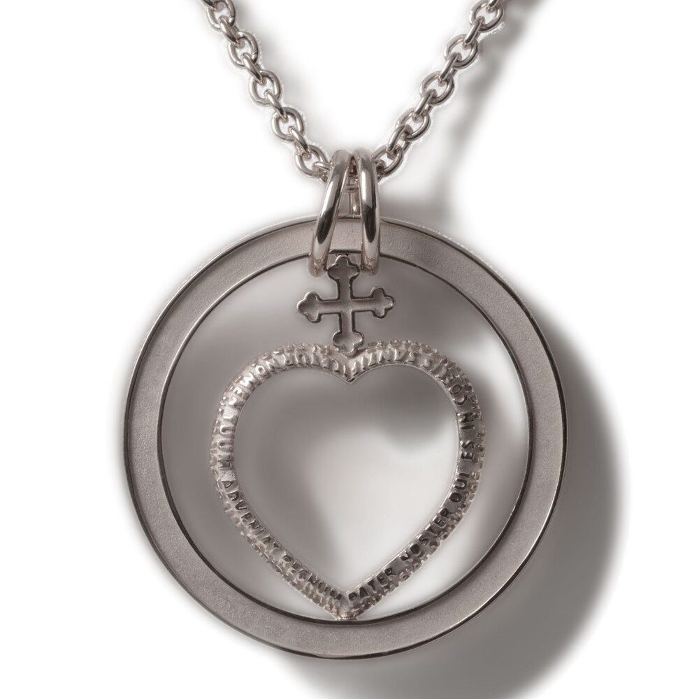 Tuum Cor Magnum Rhodium Plated With Chain