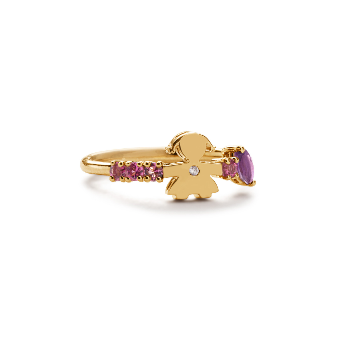  Le Bebè Les Bonbons Girl's Ring in Yellow Gold Amethyst, Tourmalines and Diamond LBB851