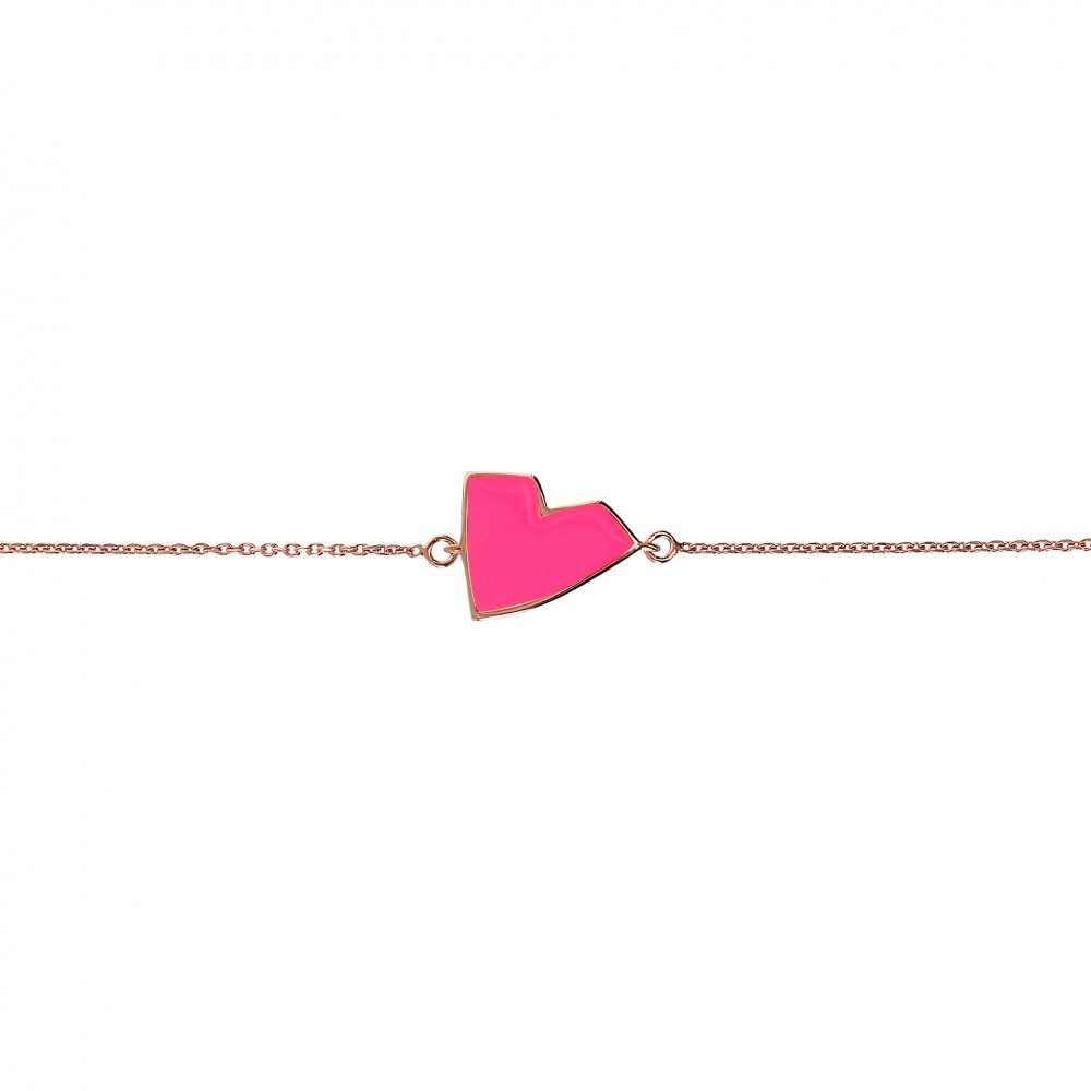 Netali Nissim Small Heart Bracelet Pink Enamel