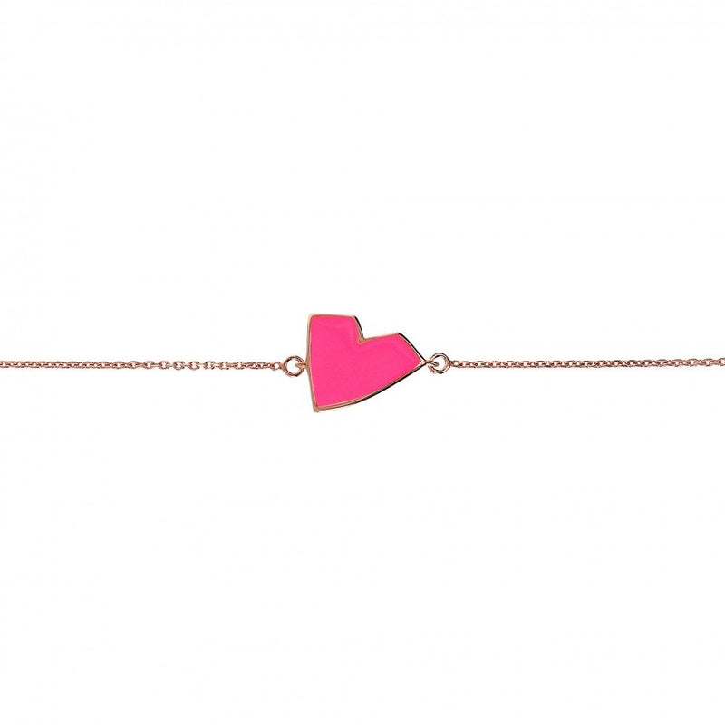 Netali Nissim Small Heart Bracelet Pink Enamel