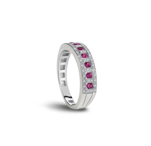 Damiani Anello Belle Epoque Oro Bianco Diamanti Rubini