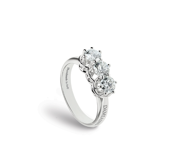 Damiani Anello Trilogy Minou in Oro Bianco e Diamanti ct 0.75 G VVS