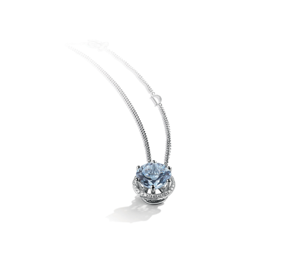 Damiani Minou Necklace in White Gold, Aquamarine and Diamonds